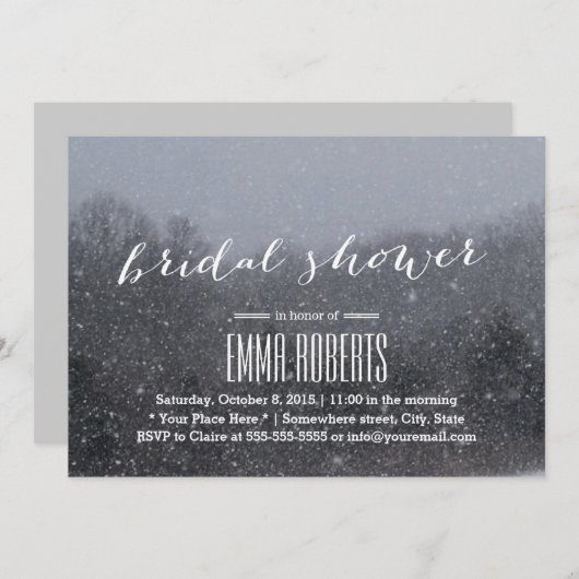Elegant Snewing Winter Bridal Shower Invitations Kaart (Voorkant / Achterkant)