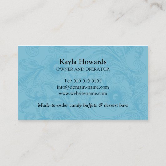 Elegant Snoep en dessert Buffet Visitekaartje (Achterkant)