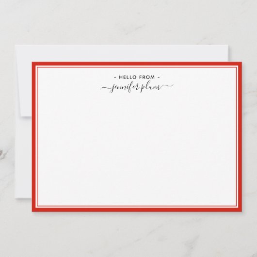 Elegant Snoep Red Script 'Hallo van' Notitiekaartje (Voorkant)