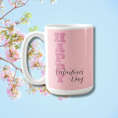 Elegant Snoep Roze en Zwart Happy Valentines Day Koffiemok