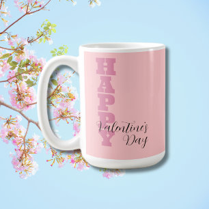 Elegant Snoep Roze en Zwart Happy Valentines Day Koffiemok
