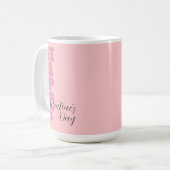 Elegant Snoep Roze en Zwart Happy Valentines Day Koffiemok (Voorkant links)