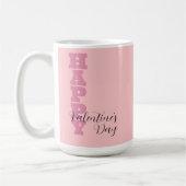Elegant Snoep Roze en Zwart Happy Valentines Day Koffiemok (Links)