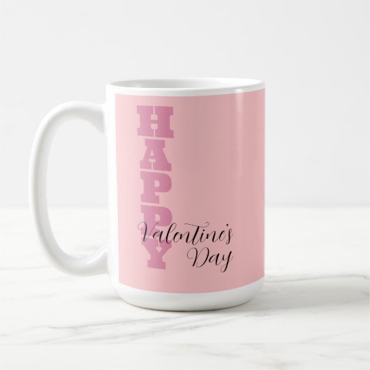 Elegant Snoep Roze en Zwart Happy Valentines Day Koffiemok (Links)