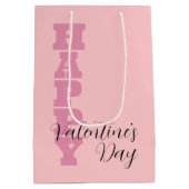 Elegant Snoep Roze en Zwart Happy Valentines Day Medium Cadeauzakje (Achterkant)