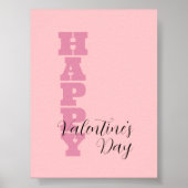 Elegant Snoep Roze en Zwart Happy Valentines Day Poster (Voorkant)