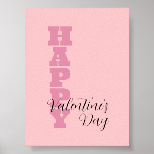 Elegant Snoep Roze en Zwart Happy Valentines Day Poster (Voorkant)