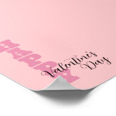 Elegant Snoep Roze en Zwart Happy Valentines Day Poster (Hoek)