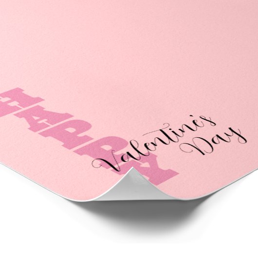 Elegant Snoep Roze en Zwart Happy Valentines Day Poster (Hoek)