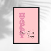 Elegant Snoep Roze en Zwart Happy Valentines Day Poster