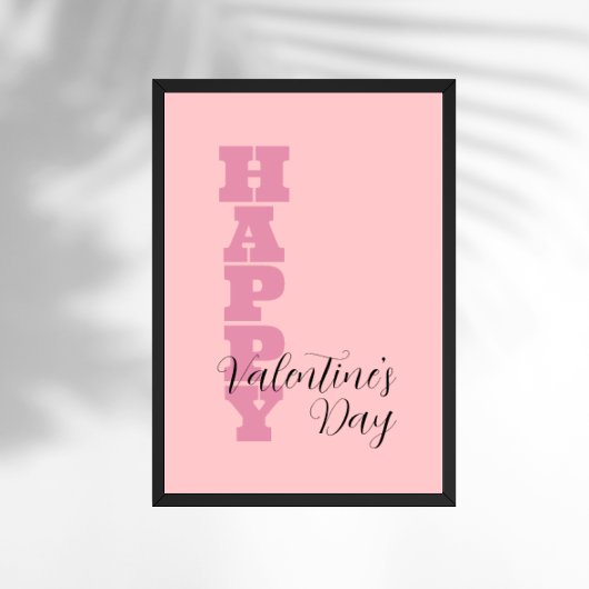 Elegant Snoep Roze en Zwart Happy Valentines Day Poster