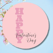 Elegant Snoep Roze en Zwart Happy Valentines Day Ronde Sticker