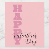 Elegant Snoep Roze en Zwart Happy Valentines Day Wijn Etiket (Enkel label)