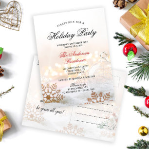 Elegant Snow Baubles - Uitnodiging voor kerstfeest