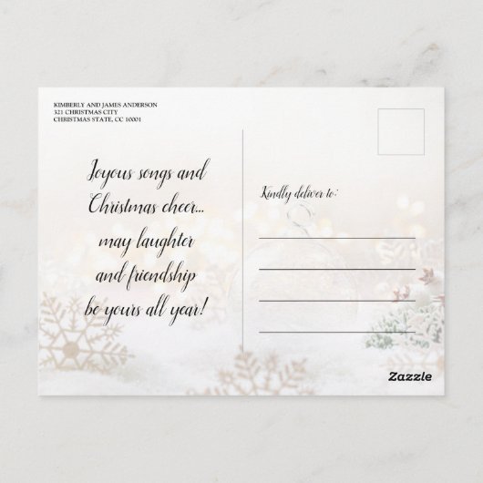 Elegant Snow Baubles - Uitnodiging voor kerstfeest (Achterkant)