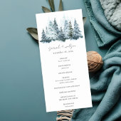 Elegant Snow Forest Pine Wedding Programme Bedankkaart