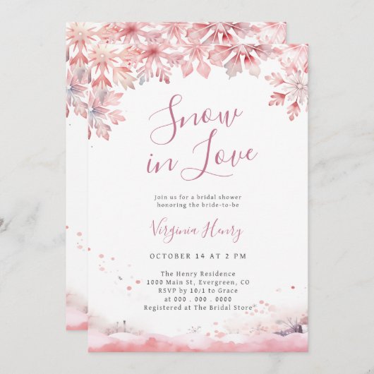 Elegant Snow In Love Kaart (Voorkant / Achterkant)