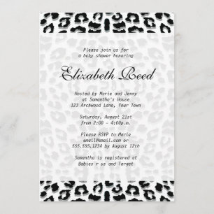 Elegant Snow Leopard Print Baby shower Kaart