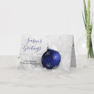 Elegant Snow Scene Navy Ornament Company Holiday Feestdagen Kaart