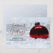 Elegant Snow Scene Red Ornament Company Feestdagenkaart (Voorkant / Achterkant)