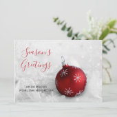 Elegant Snow Scene Red Ornament Company Feestdagenkaart (Staand voorkant)