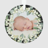 Elegant Snowberry Baby's eerste kerstfoto Ornament (achterkant)