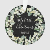 Elegant Snowberry Baby's eerste kerstfoto Ornament (voorkant)