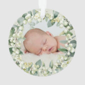 Elegant Snowberry Baby's eerste kerstfoto Ornament (achterkant)
