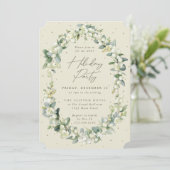 Elegant Snowberry+Eucalyptus Lijst Holiday Party Kaart (Staand voorkant)
