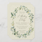 Elegant Snowberry+Eucalyptus Lijst Holiday Party Kaart (Voorkant / Achterkant)