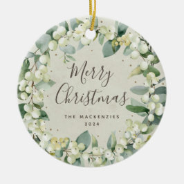 Elegant Snowberry Merry kerstfamilie Foto Keramisch Ornament