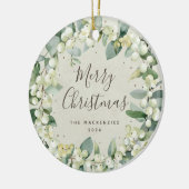 Elegant Snowberry Merry kerstfamilie Foto Keramisch Ornament (Links)