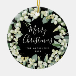 Elegant Snowberry Merry kerstfamilie Foto Keramisch Ornament