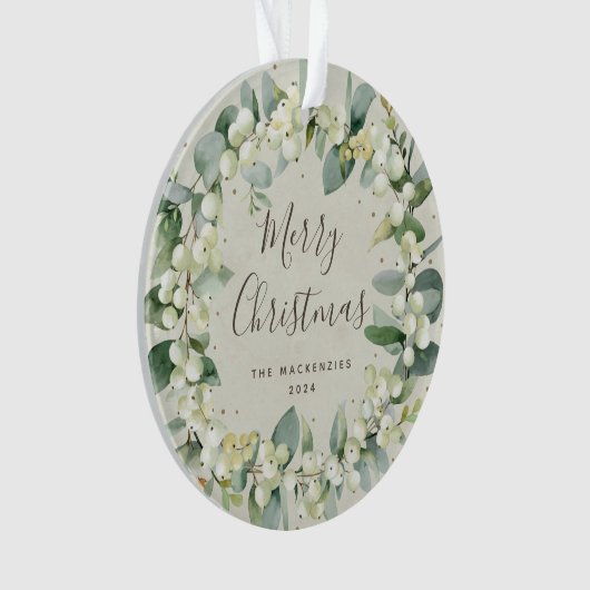 Elegant Snowberry Merry kerstfamilie Foto Ornament (voorkant)