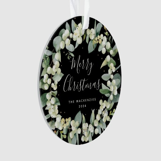 Elegant Snowberry Merry kerstfamilie Foto Ornament (voorkant)