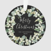 Elegant Snowberry Merry kerstfamilie Foto Ornament (voorkant)