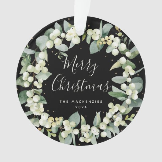 Elegant Snowberry Merry kerstfamilie Foto Ornament (voorkant)