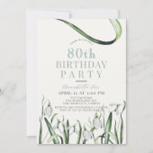 Elegant Snowdrops Waterverf 80th Birthday Kaart (Voorkant)