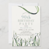 Elegant Snowdrops Waterverf 90th Birthday Kaart (Voorkant)