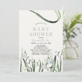 Elegant Snowdrops Waterverf Baby shower Kaart (Staand voorkant)