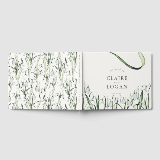 Elegant Snowdrops Waterverf Wedding Gastenboek (Volledig)