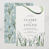 Elegant Snowdrops Waterverf Wedding Kaart (Voorkant / Achterkant)