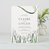 Elegant Snowdrops Waterverf Wedding Kaart (Staand voorkant)