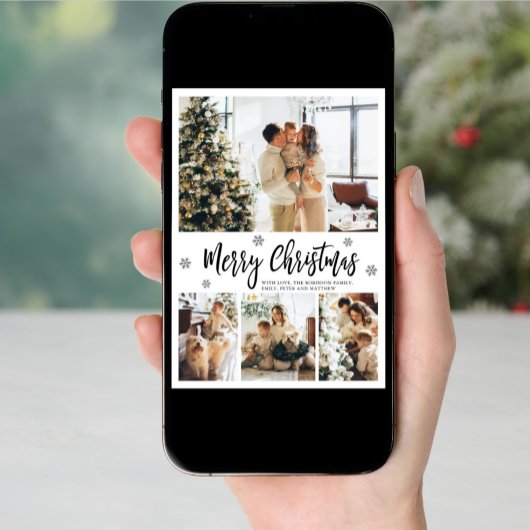 Elegant Snowflake 4 Foto Collage Kerstmis Feestdagenkaart