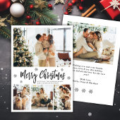 Elegant Snowflake 4 Photo Collage Christmas Feestdagenkaart