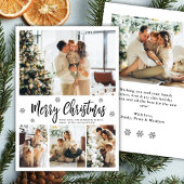 Elegant Snowflake 4 Photo Collage Christmas Feestdagenkaart