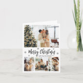 Elegant Snowflake 5 Foto Collage Kerstmis Feestdagen Kaart (Voorkant)