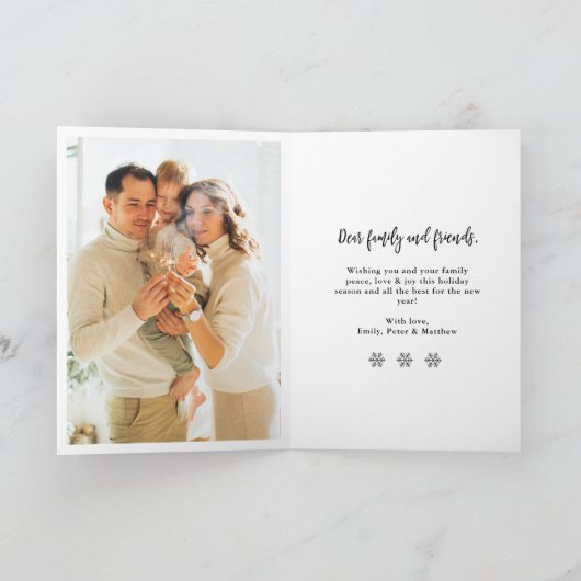 Elegant Snowflake 5 Foto Collage Kerstmis Feestdagen Kaart (Binnen)