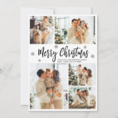 Elegant Snowflake 5 Photo Collage Christmas Feestdagenkaart (Voorkant)