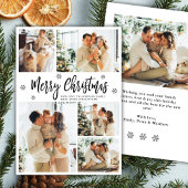 Elegant Snowflake 5 Photo Collage Christmas Feestdagenkaart